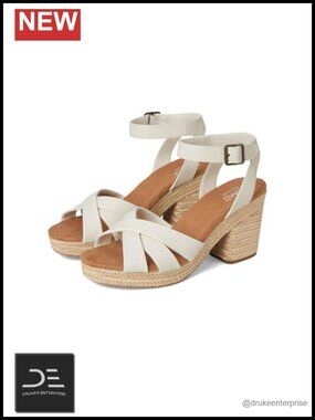 Strappy Platform Heel Sandals Raffia-Wrapped Leather
